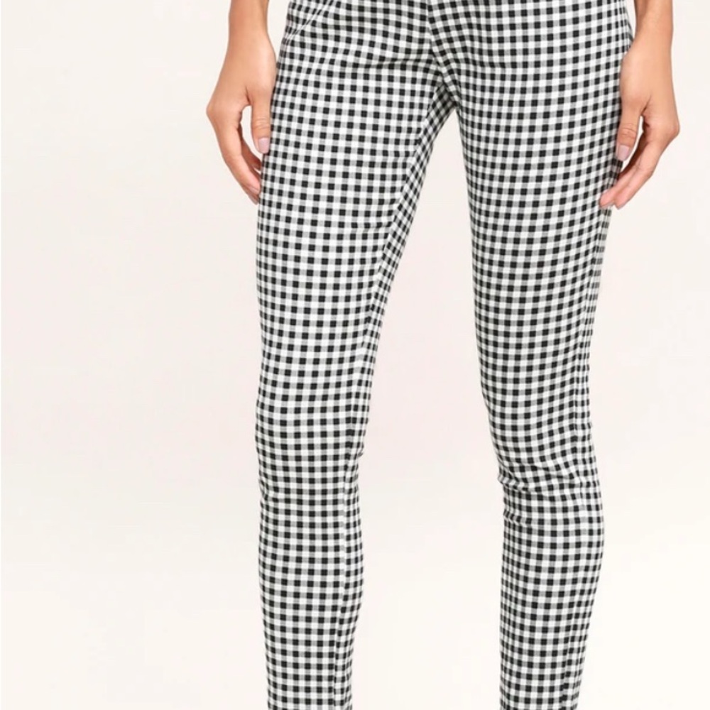 Gingham Check Slim Ankle Length Pants